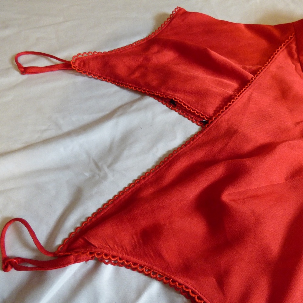Cute red silky jumpsuit